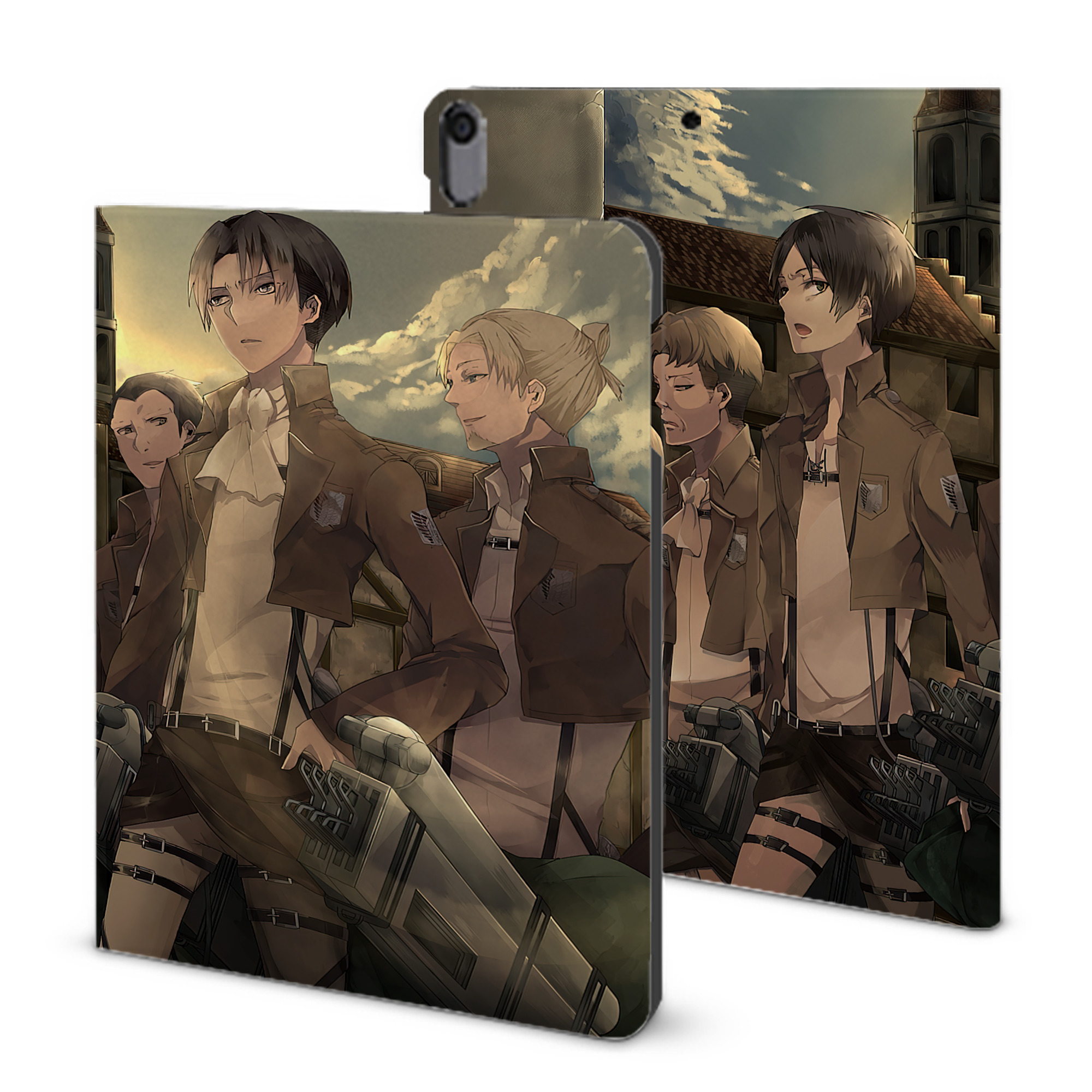 （画像用） 進撃の巨人 Attack on Titan IPad ケース ブック型 PUレザー TPU 耐衝撃 軽量 薄型 ペン収納なし 全面保護 IPad 各モデル対応